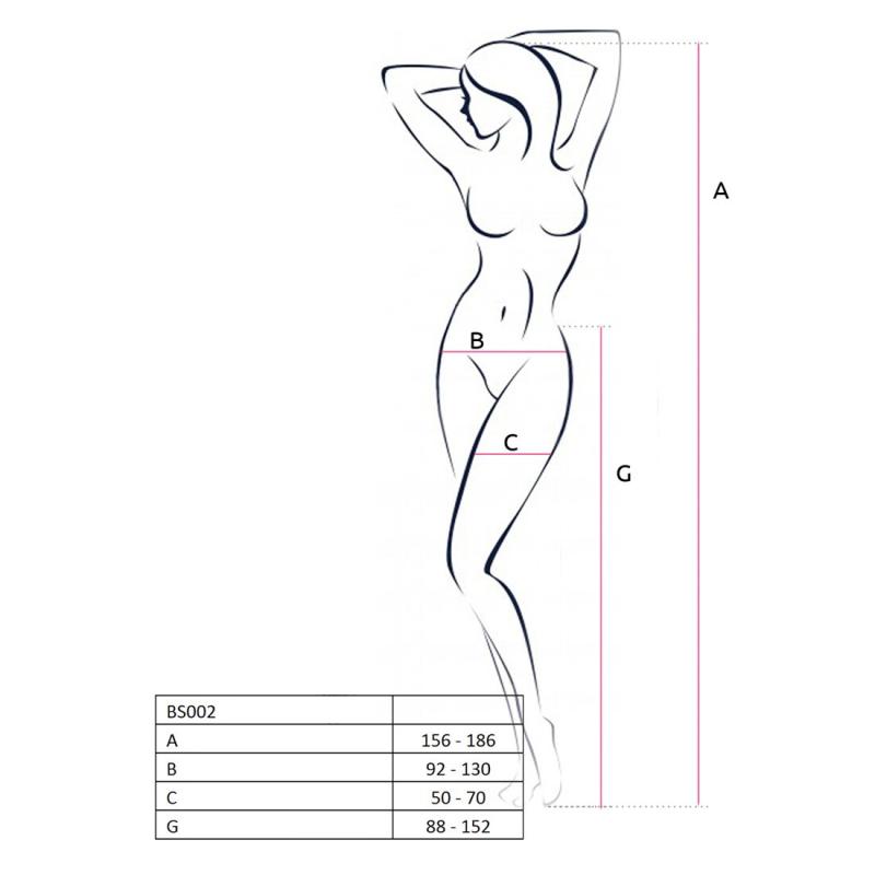 PBS002B Бодистокинг Passion BS002 black, имитация чулок и пояса