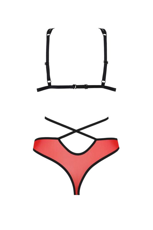 SO8468 Комплект белья Passion PEONIA SET XXL/XXXL red, бра, трусики
