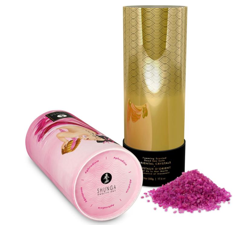 SO6893 Пенящаяся соль для ванны Shunga Dead Sea salt Oriental Crystals — Rose Petal (500 г), соль Мертвого