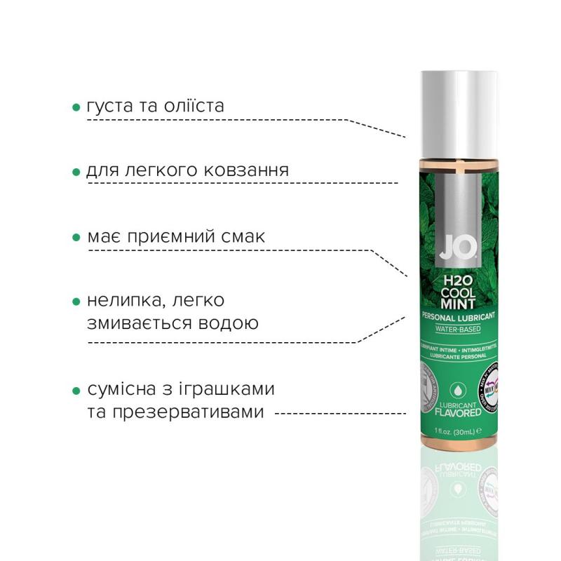 SO1625 Смазка на водной основе System JO H2O — Cool Mint (30 мл) без сахара, растительный глицерин