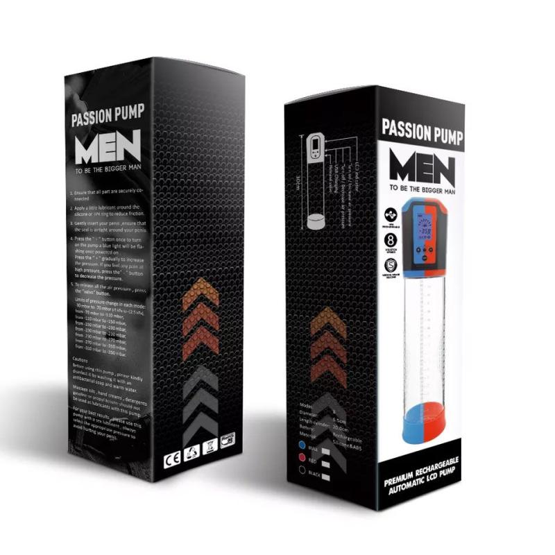SO6226 Автоматическая вакуумная помпа Men Powerup Passion Pump Red, LED-табло, перезаряжаемая, 8 режимов