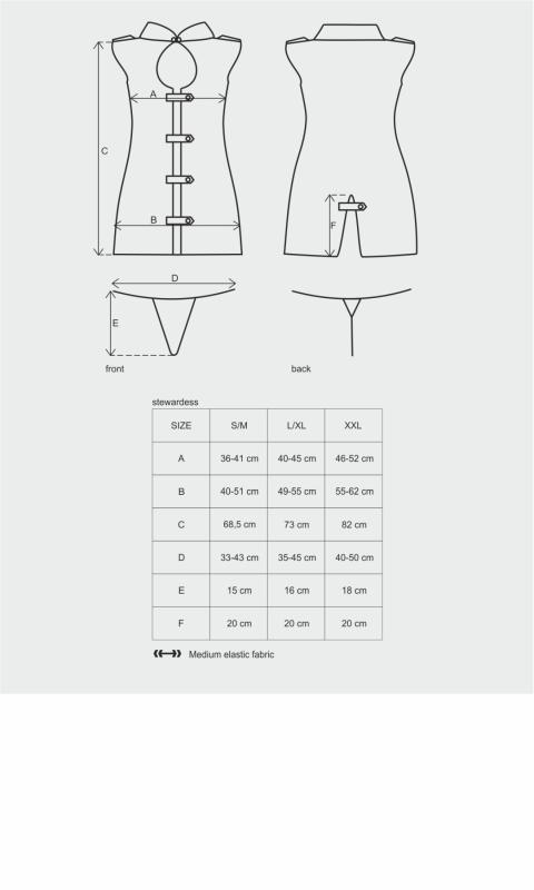 SO7308 Эротический костюм стюардессы Obsessive Stewardess 3 pcs costume grey S/M, серый, платье, стринги, п