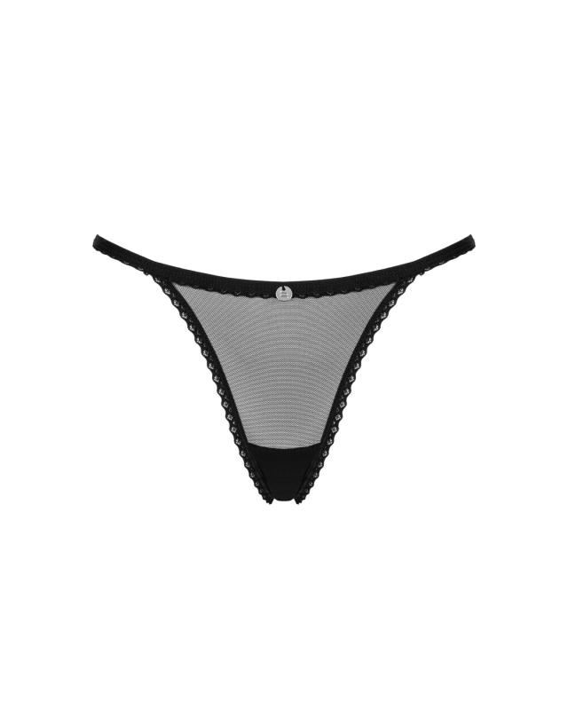 SO7868 Прозрачные стринги с кружевом Obsessive Celia Noir thong XS/S