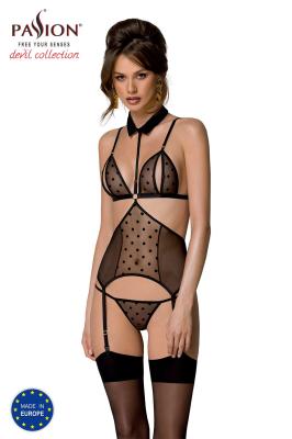 Корсет с открытой грудью Passion DOMINICA CORSET L/XL black, пажи для чулок, стринги