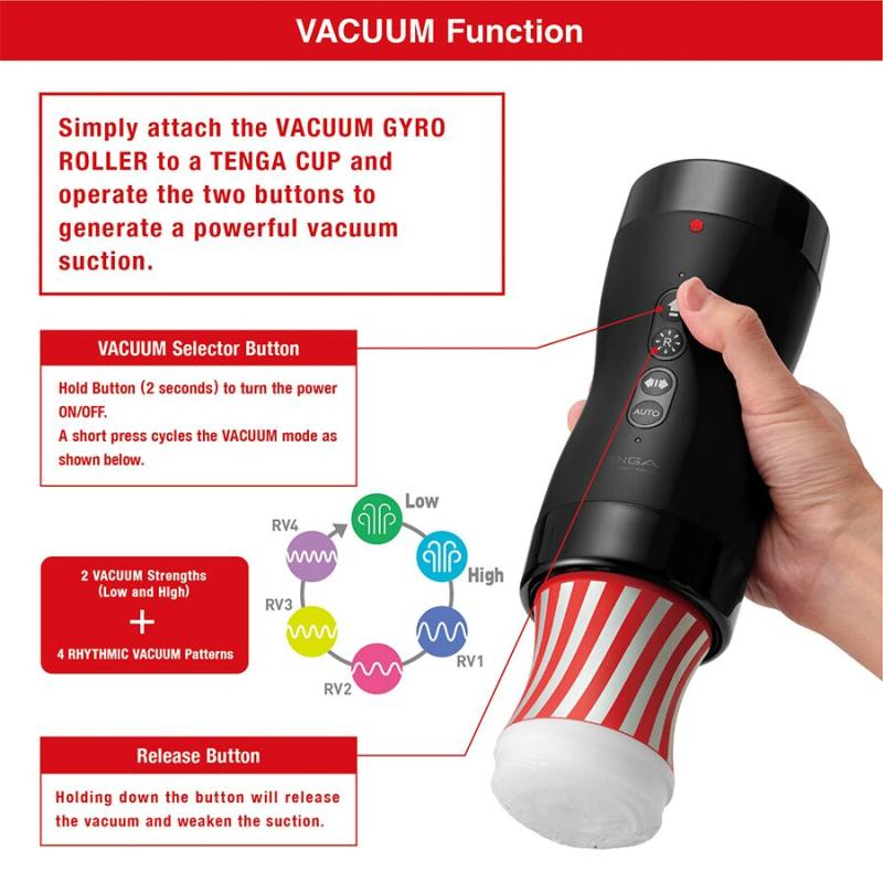 SO7041 Автоматический мастурбатор Tenga VACUUM GYRO ROLLER, ротация и вакуум, совместим с Tenga Cup
