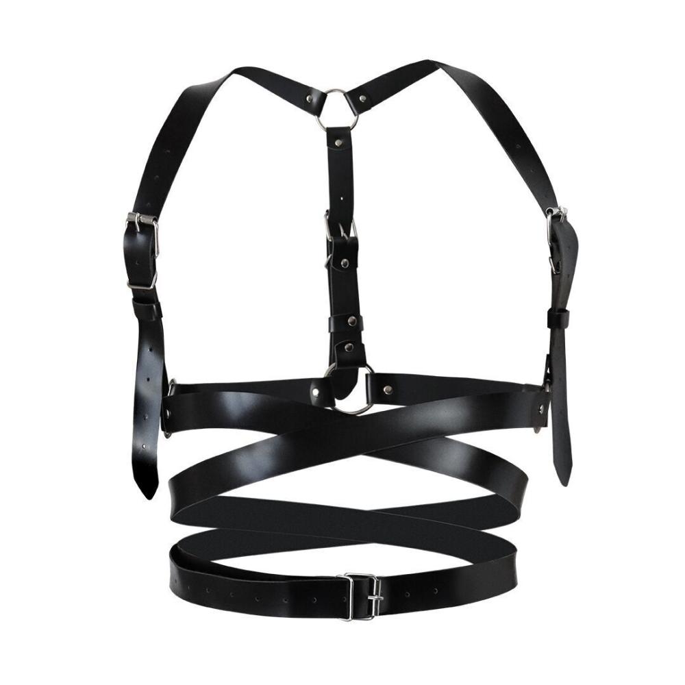 SO8299 Кожаная портупея Art of Sex - Melani Leather harness, Черная L-2XL