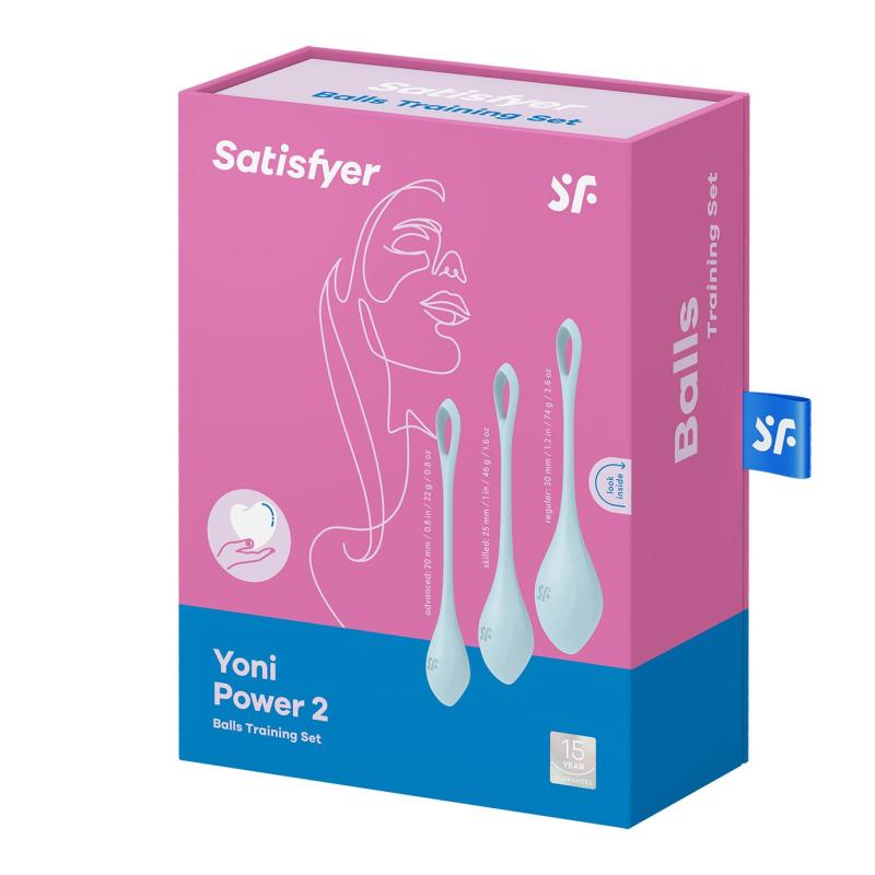 SO5548 Набор йони бусин Satisfyer Yoni Power 2 Light Blue, диаметр 2-2,5-3см, вес 22-44-73гр