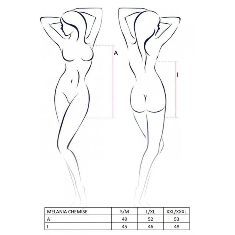 EL16305 Сорочка прозрачная беби долл MELANIA CHEMISE black S/M - Passion, трусики, на тонких бретелях