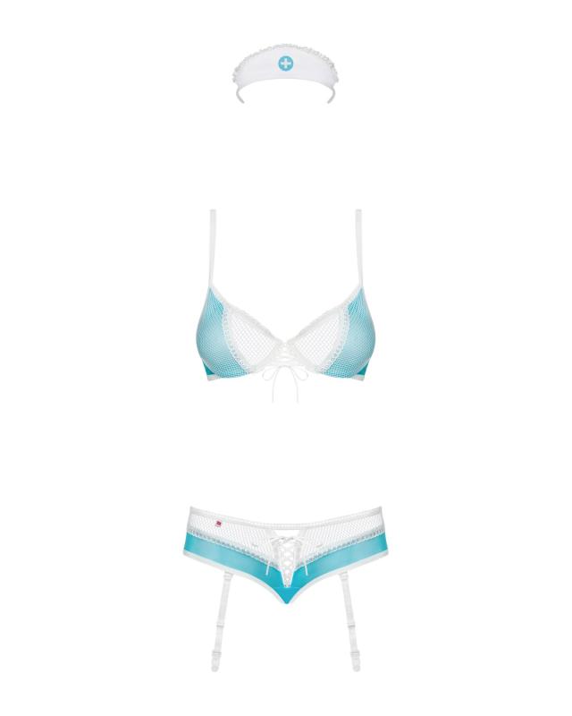 SO7177 Эротический костюм медсестры Obsessive 834-CST-6 S/M, бело-голубой