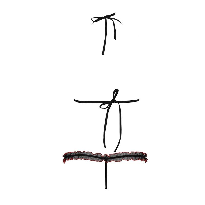 EL15101 Комплект белья GIANA BIKINI black L/XL Passion: полупрозрачные лиф и трусики с бантиками