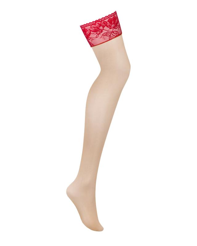 SO8658 Чулки под пояс с широким кружевом Obsessive Lacelove stockings XS/S
