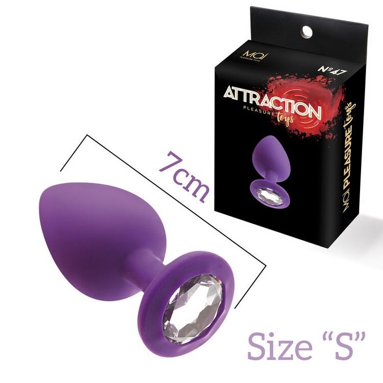 SO4625 Анальная пробка с кристаллом MAI Attraction Toys №47 Purple, длина 7см, диаметр 2,8см