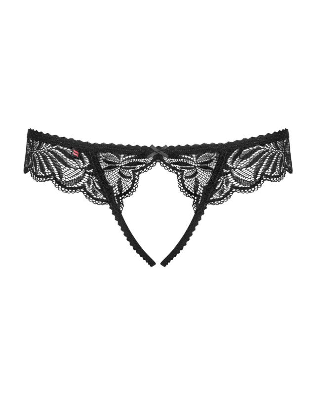 SO7257 Мереживні танга з доступом Obsessive Contica crothchles thong L/XL, чорні