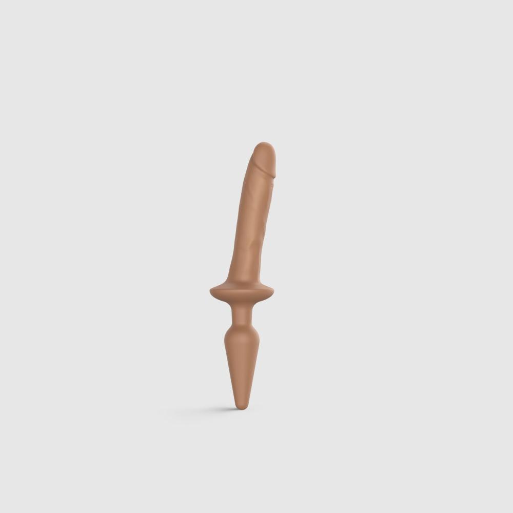 SO6827 Анальная пробка с дилдо 2в1 Strap-On-Me SWITCH PLUG-IN REALISTIC DILDO Caramel S, диаметр 3,3/2,9 см