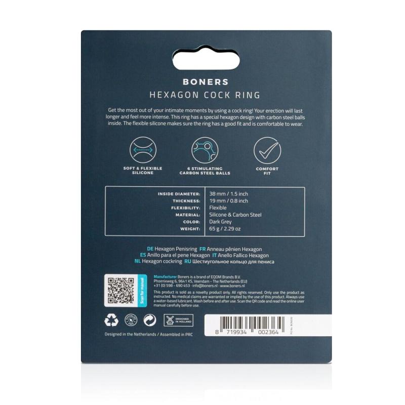 SO8873 Ерекційне кільце Boners Hexagon Cock Ring