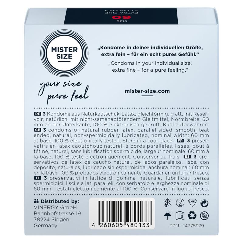 SO8036 Презервативы Mister Size - pure feel - 60 (3 condoms), толщина 0,05 мм