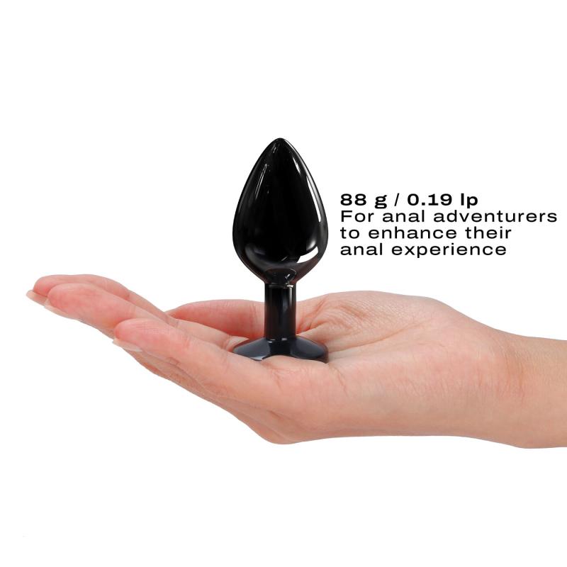 SO7809 Металлическая анальная пробка с кристаллом Dorcel Diamond Plug Black M