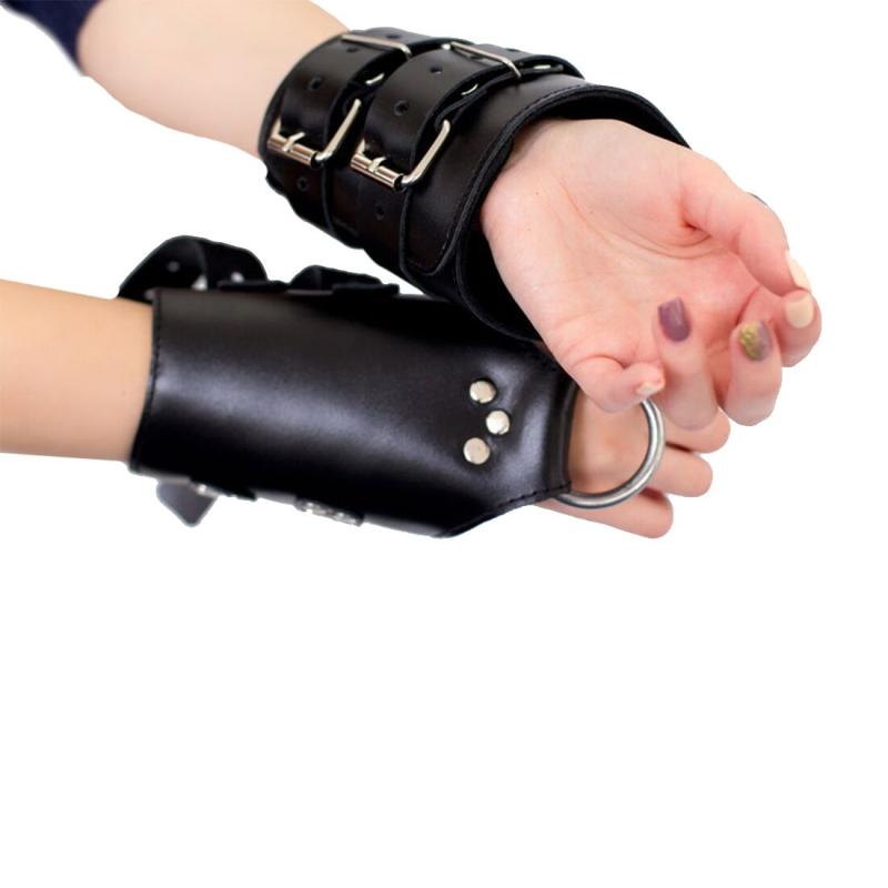 SO5183 Манжеты для подвеса за руки Kinky Hand Cuffs For Suspension из натуральной кожи, цвет черный