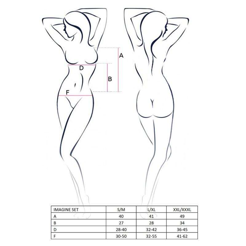 EL11703 Комплект белья IMAGINE SET OpenBra black XXL/XXXL - Passion: лиф - мини-сорочка, трусики с оборками