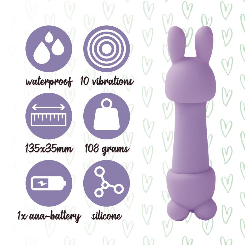 SO4439 Мини-вибратор FeelzToys Mister Bunny Purple с двумя насадками