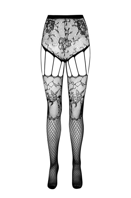 SO7094 Эротические колготки-бодистокинг Passion ECO S004 red, закрытые трусики, декор, подвязки