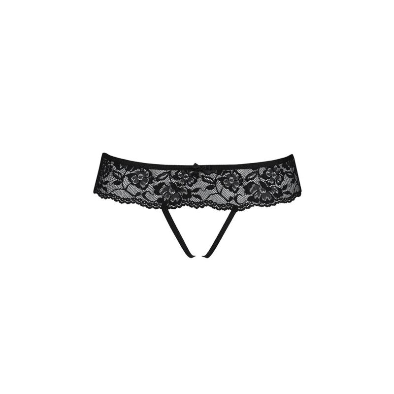 SO5379 Кружевные стринги с доступом Senia Thong black L/XL - Passion