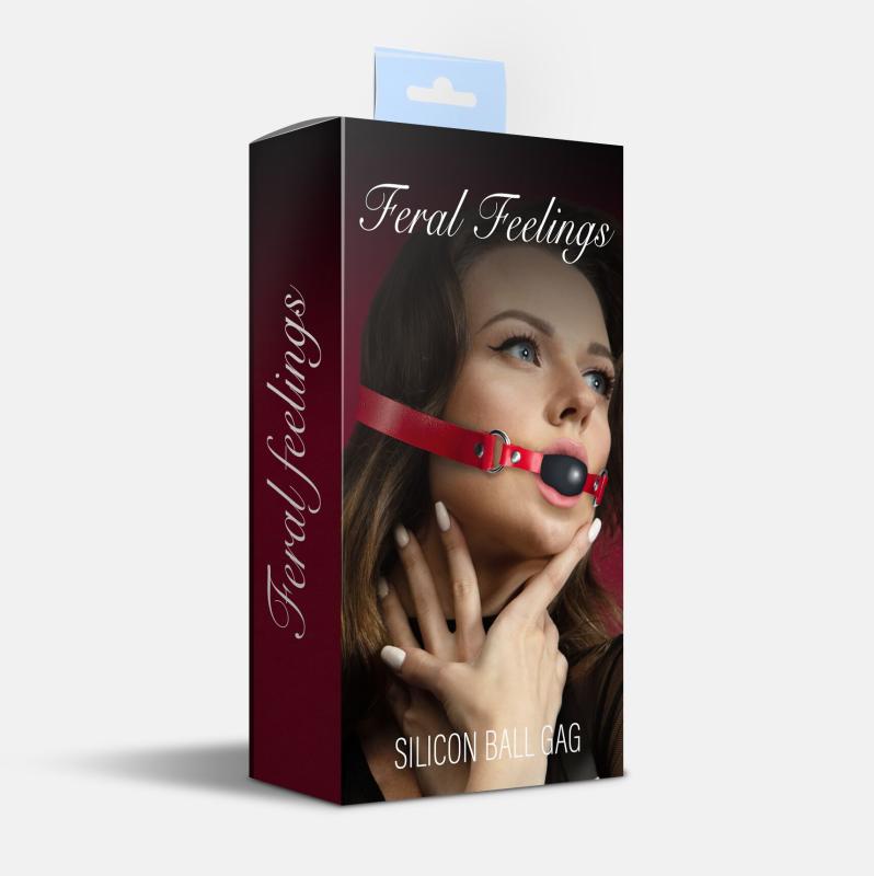 SO8268 Кляп силиконовый Feral Feelings Silicon Ball Gag Red/Black, красный ремень, черный шарик
