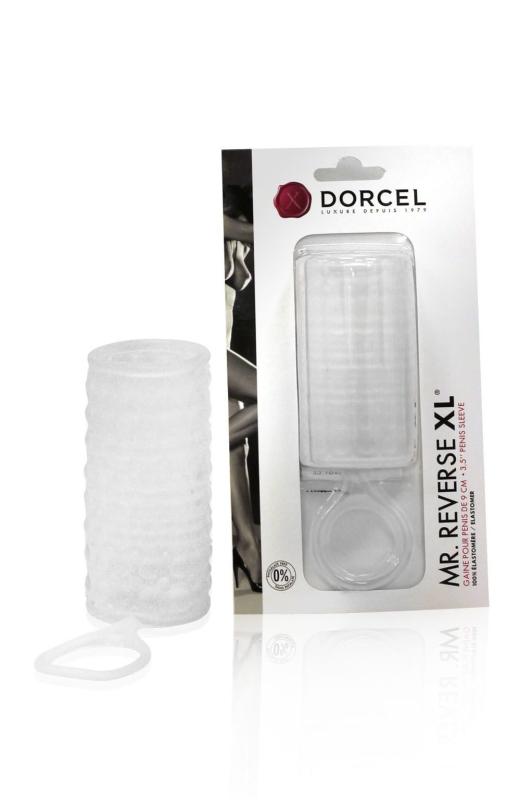 MD0840 Насадка на член Dorcel Mr Reverse XL с кольцом для мошонки, стимулирующий рельеф