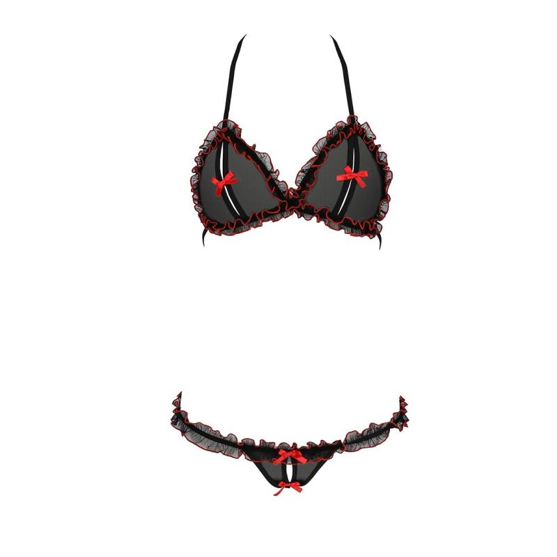 EL15103 Комплект белья GIANA BIKINI black XXL/XXXL - Passion: полупрозрачные лиф и трусики с бантиками
