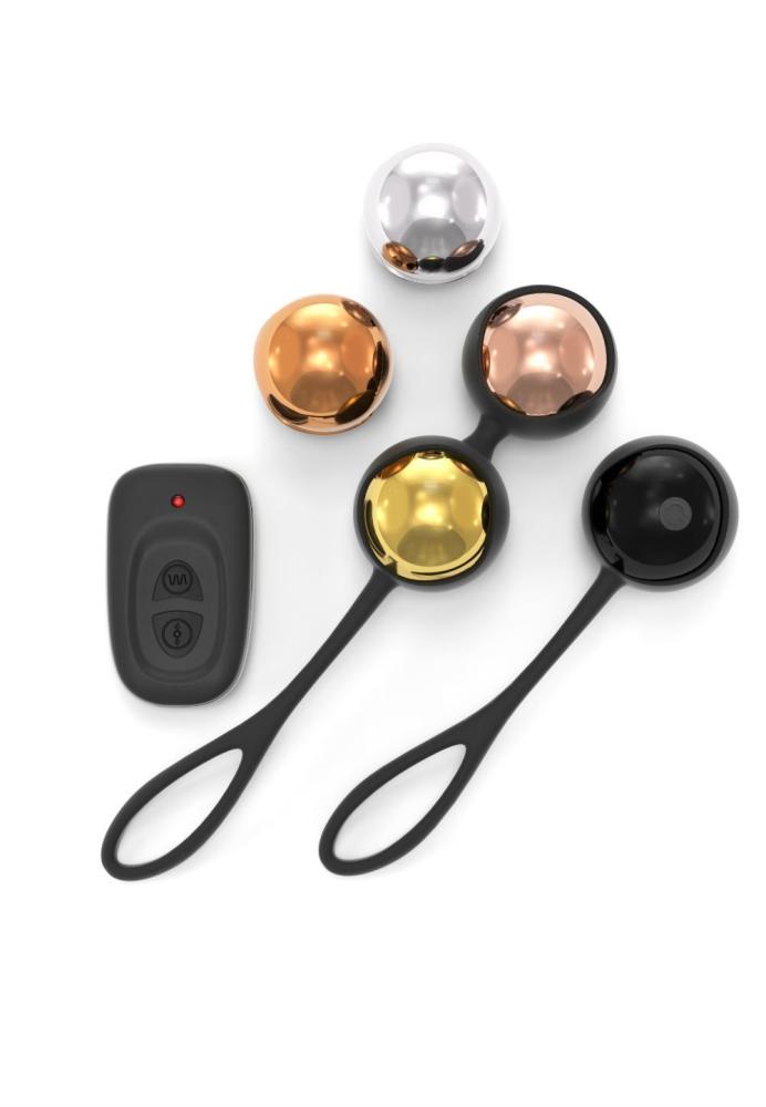 SO3075 Набор вагинальных шариков Dorcel Training Balls, диам. 3,4см, вес 20-117гр, есть вибрация, пульт ДУ