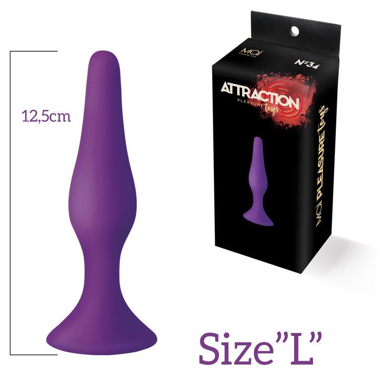 SO5009 Анальная пробка на присоске MAI Attraction Toys №34 Purple, длина 12,5см, диаметр 3,2см