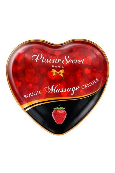 SO1867 Массажная свеча сердечко Plaisirs Secrets Strawberry (35 мл)