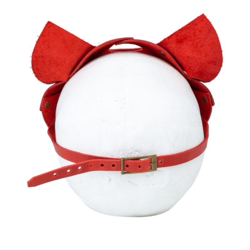 SO3312 Премиум маска кошечки LOVECRAFT, натуральная кожа, красная, подарочная упаковка