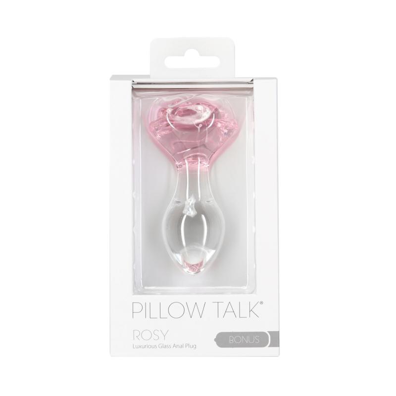 SO6834 Стеклянная анальная пробка Pillow Talk Rosy Luxurious Glass Anal Plug, ⌀3,3 см, вибропуля в подарок