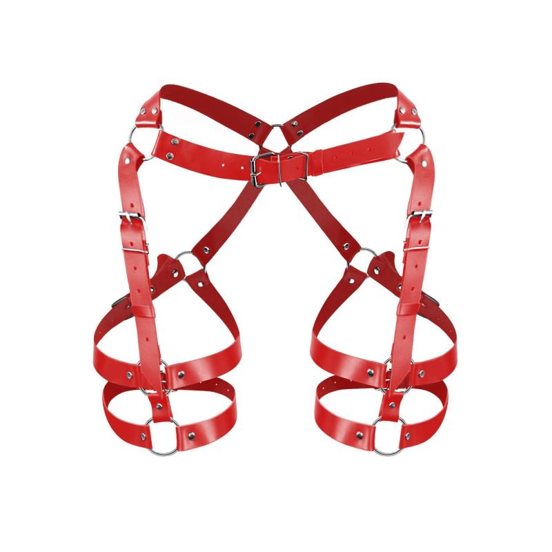 SO7652 Гартеры Art of Sex - Claire, натуральная кожа, размер L-2XL, цвет красный