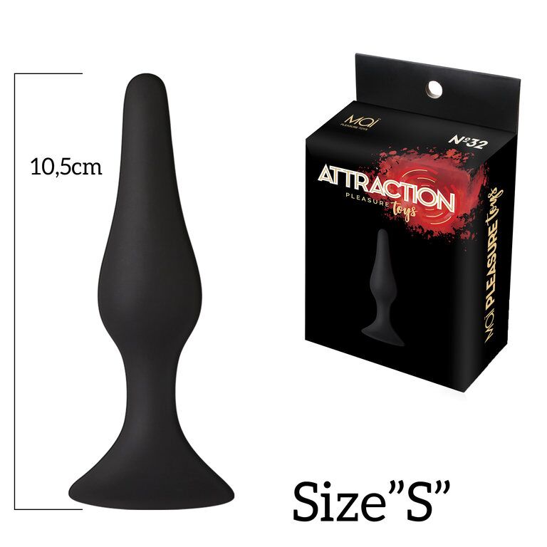 SO4624 Анальная пробка на присоске MAI Attraction Toys №32 Black, длина 10,5см, диаметр 2,5см
