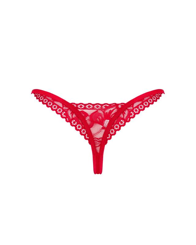 SO8663 Кружевные стринги Obsessive Lacelove thong XL/2XL Red, низкая посадка