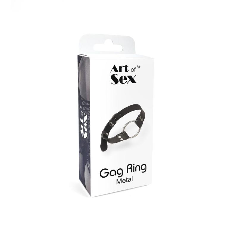 SO6790 Кляп Металлическое кольцо из натуральной кожи Art of Sex - Gag Ring Metal, цвет Черный