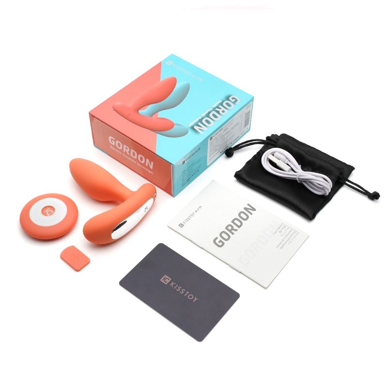 SO3631 Вибропробка и массажер простаты 2-в-1 KISTOY Gordon Orange с пультом ДУ, гибкая ножка