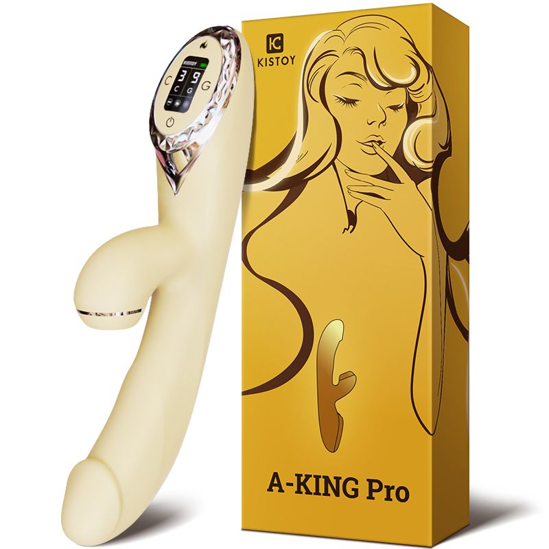 SO4081 Вакуумный вибратор-кролик с подогревом KISTOY A-King Pro Yellow, с LED-экраном
