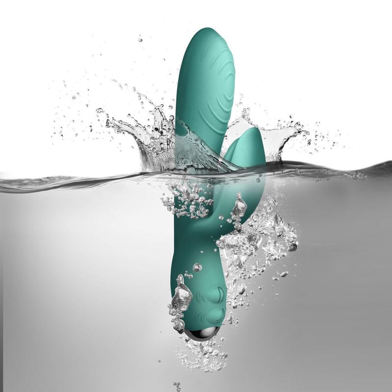 SO2395 Вибратор-кролик Rocks Off Every Girl Teal, два мотора, разноцветная LED-подсветка, мощный