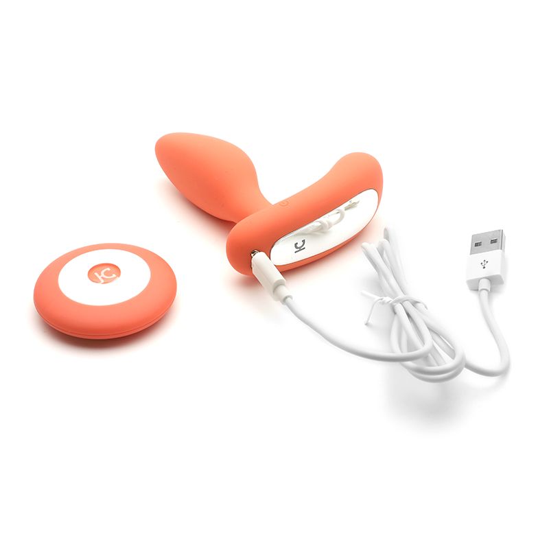 SO3631 Вибропробка и массажер простаты 2-в-1 KISTOY Gordon Orange с пультом ДУ, гибкая ножка