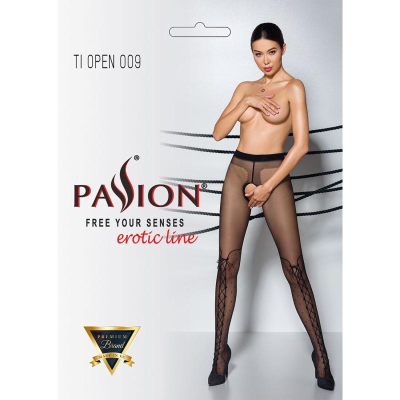 SO5799 Колготки с открытым доступом, имитация ботфорт TIOPEN 009 black 1/2 (20 den) — Passion