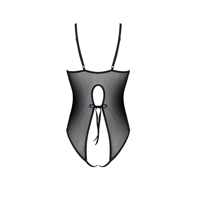 SO5829 Боди с ажурным декором и открытым шагом Ursula Body black L/XL — Passion
