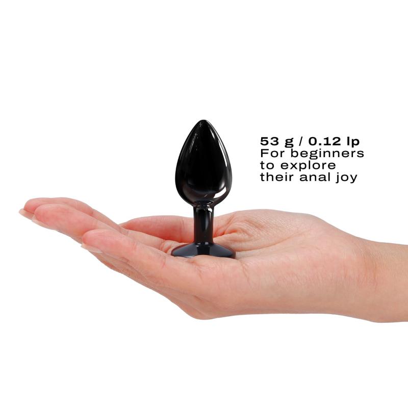 SO7808 Металлическая анальная пробка с кристаллом Dorcel Diamond Plug Black S