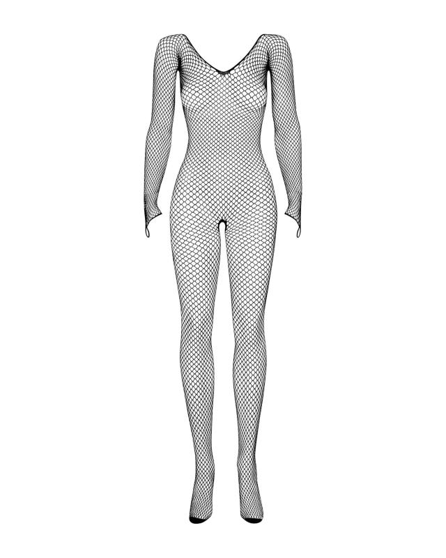 SO7253 Сетчатый бодистокинг с длинным рукавом Obsessive Bodystocking N109 black S/M/L, черный, комбинезон,