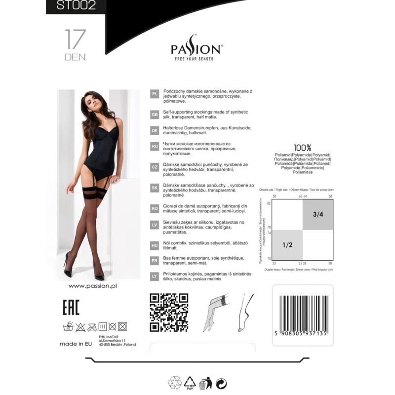 PS23604 Классические чулки под пояс с двойной резинкой ST002 3/4 nero - Passion