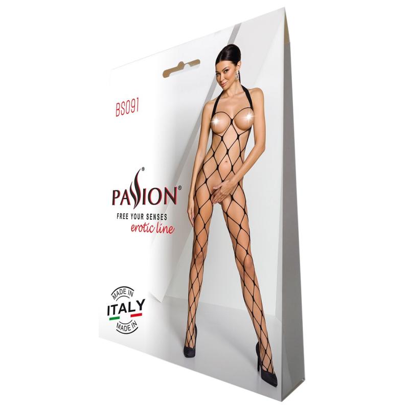 SO6391 Бодистокинг в очень крупную сетку Passion BS091 black, с доступом