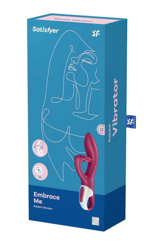 SO6285 Вибратор кролик с тройным отростком Satisfyer Embrace me Berry, 2 мотора, диаметр 3,6 см