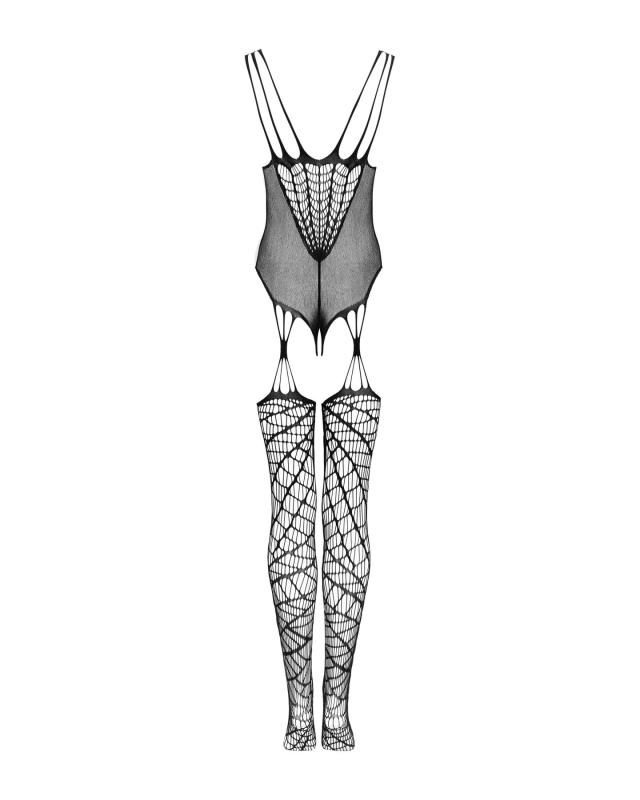 SO7247 Ажурный бодистокинг под паутину Obsessive Bodystocking G325 black S/M/L, черный, комбинезон, имитаци